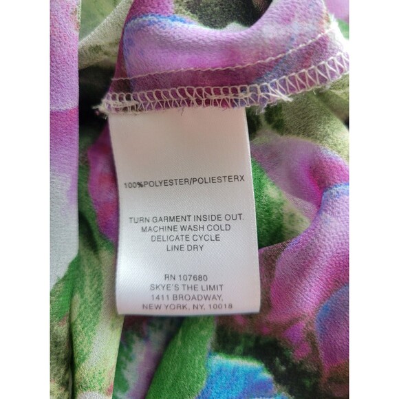 Sheer Bold Floral Tiered Double Layer‎ Cap Sleeve Blouse Top Large - Picture 7 of 9